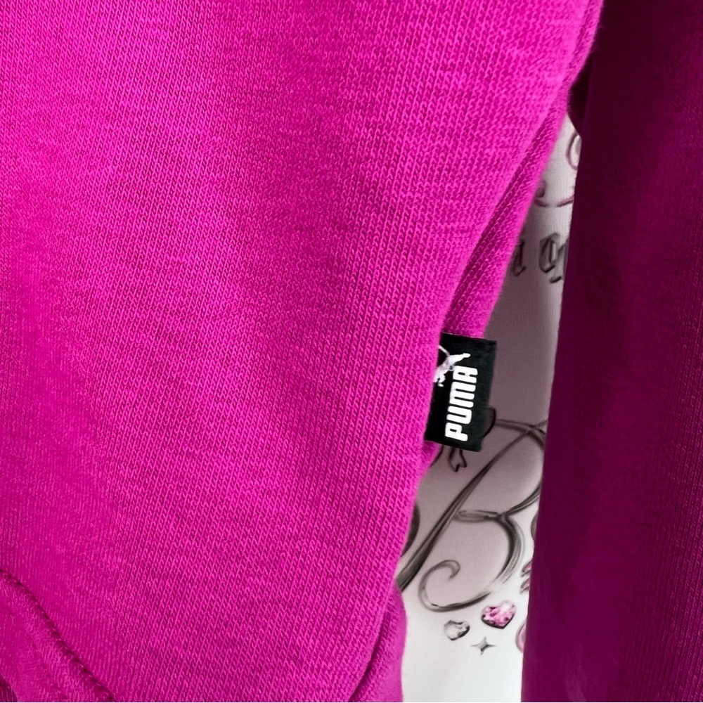 PUMA hoodie sweater logo white Women's Magenta Cropped Hoodie warm cozy - Picture 6 of 10